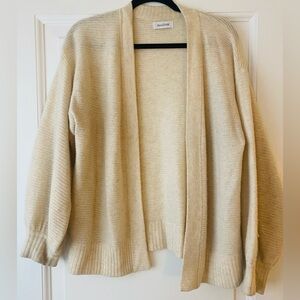 NAADAM WOMENS RIBBED COASTAL CASHMERE CARDIGAN WITH BALLON SLEEVE